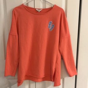 Crown and Ivy Coral Color Light Weight Sweatshirt size Medium 100 % cotton